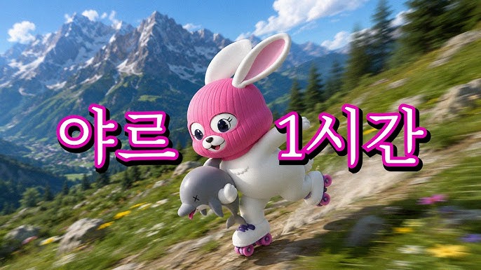분홍색 토끼 캐릭터와 야르 1시간 문구가 있는 야르송 1시간 버전 썸네일